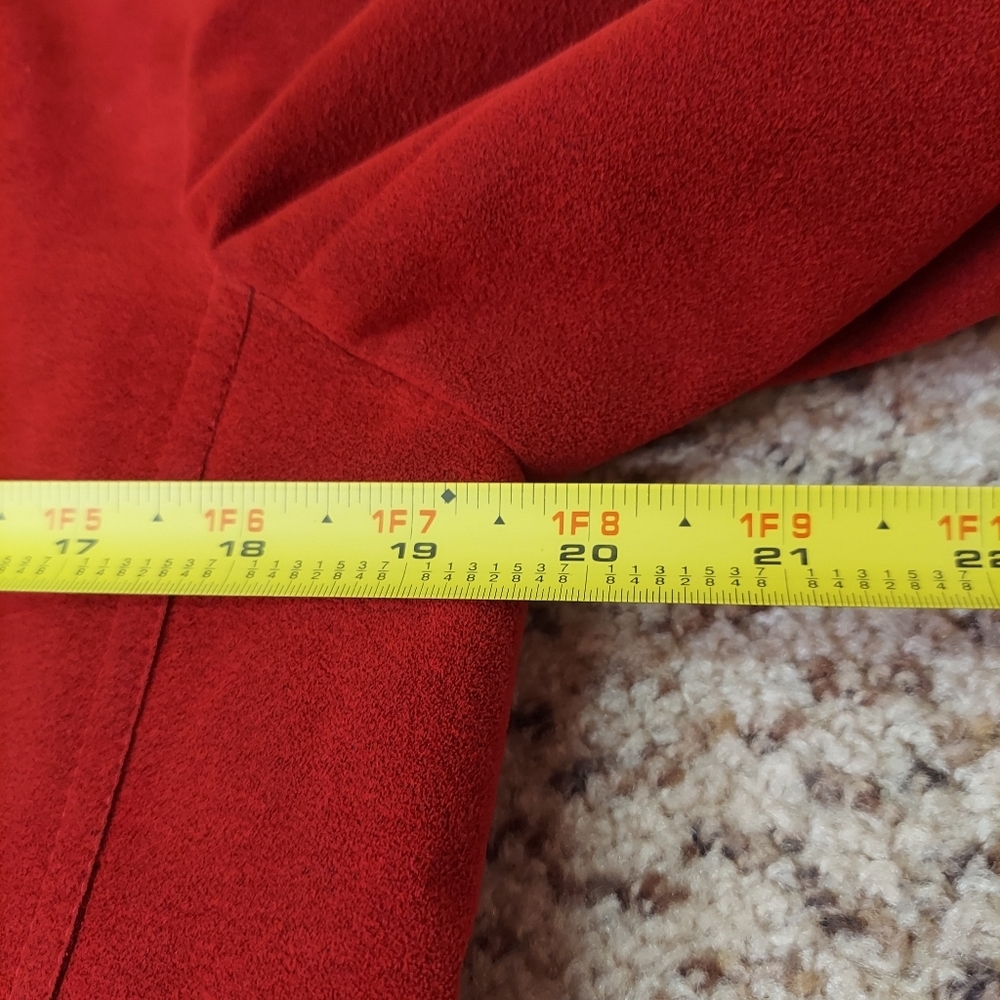 Blassport Ultra Suede Blazer Jacket Women Medium Red Long Sleeve DISCOLORED - Picture 11 of 15